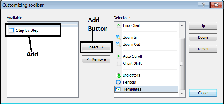 Add Buttons to the Charts Toolbar by Customizing MT4 Bitcoin Charts Toolbar - MT4 Charts Toolbar Menu PDF