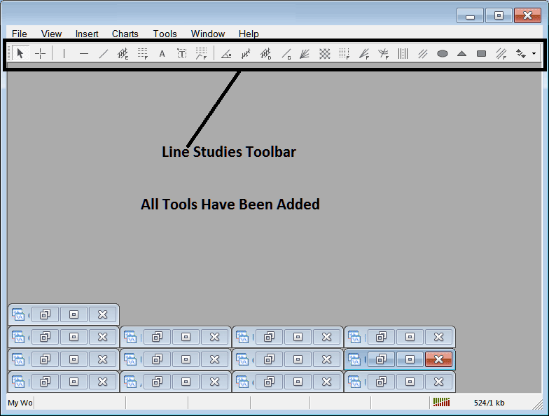All Tools on Line Studies Toolbar in the MT4 Platform - MT4 BTCUSD Line Studies Toolbar Menu PDF - MT4 Toolbars