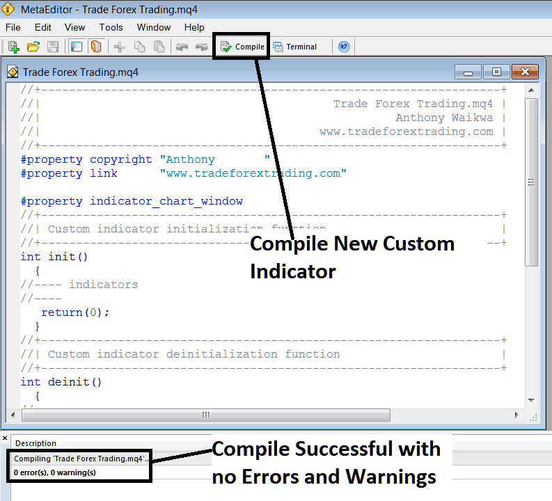 Compile New Custom Indicator in MT4 MetaEditor - How to Add Trading Custom Indicator in MT4 Platform