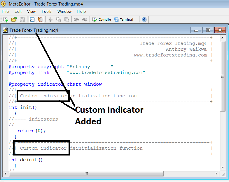 Adding Custom Indicator on MT4 MetaEditor Programming Environment