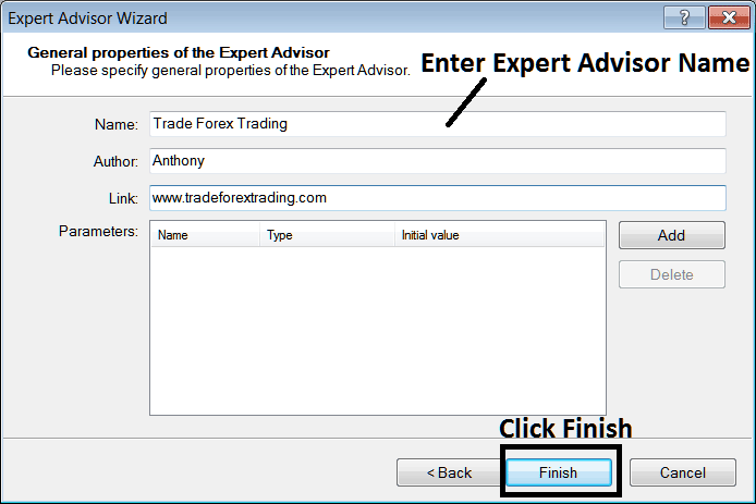 Enter Name of New Expert Advisor Before Adding it to MT4 - How to Add Bitcoin Trading EAs on MT4