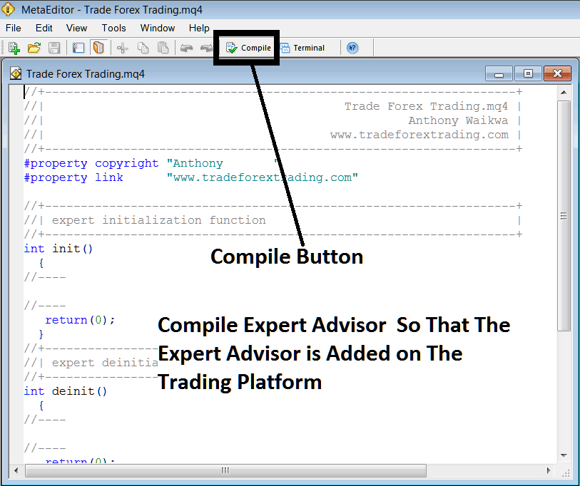 Compile the Bitcoin Trading EA Program on MT4 MetaEditor Language - How to Add Bitcoin Expert Advisors in MT4