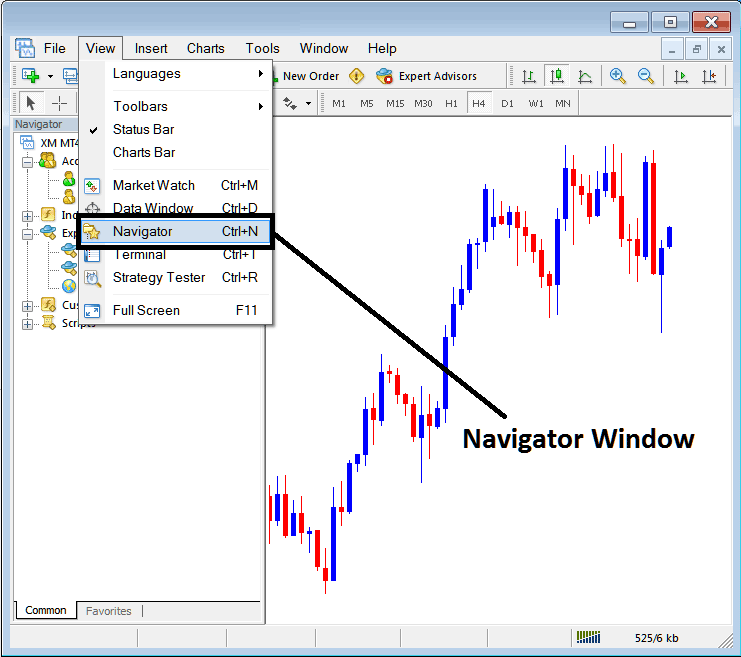 MT4 Navigator Window in MT4 Software - How to Use BTCUSD Crypto MT4 Navigator Window Tutorial