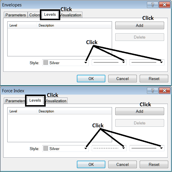 Edit Properties Window for Editing Force Index Indicator Settings - Crypto Force Index Indicator