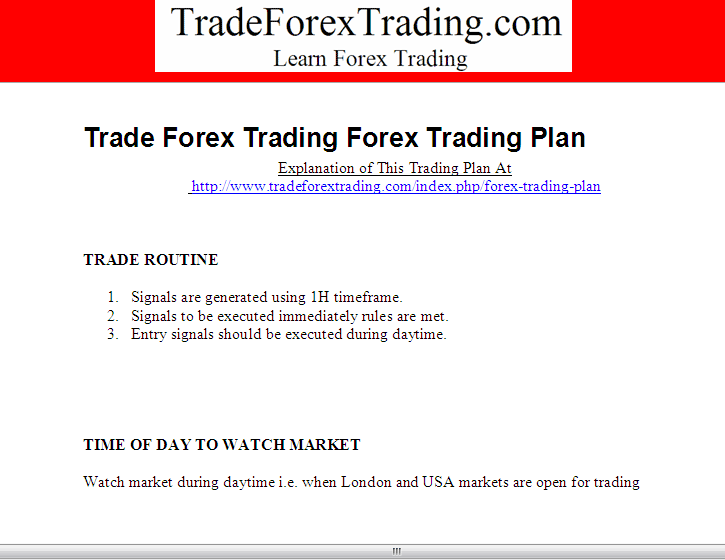 Example of a Written Bitcoin Schedule - Example of a Written BTCUSD Crypto Trading Plan